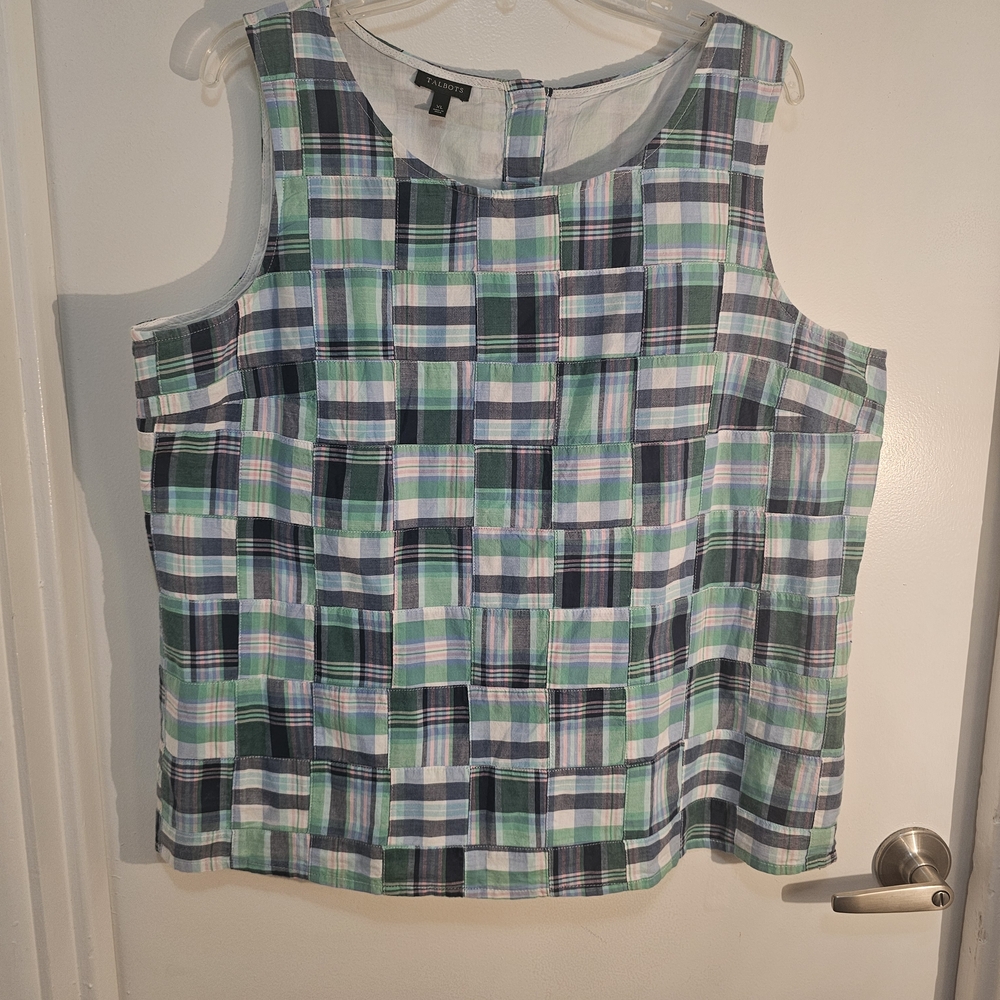 Talbots Multicolor Plaid Sleeveless Blouse